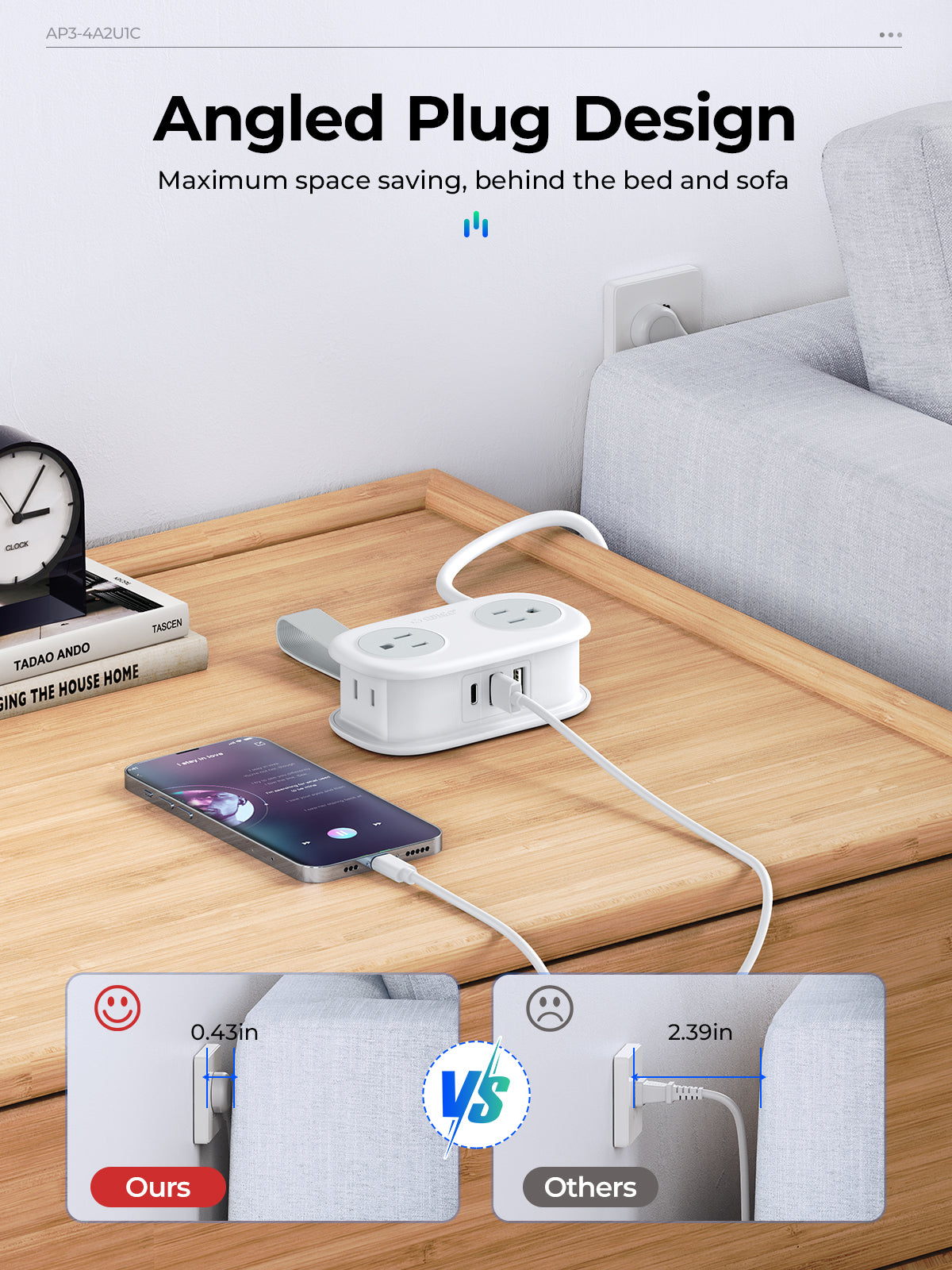 Travel power strip with multiple outlets and USB ports. - Image 3
