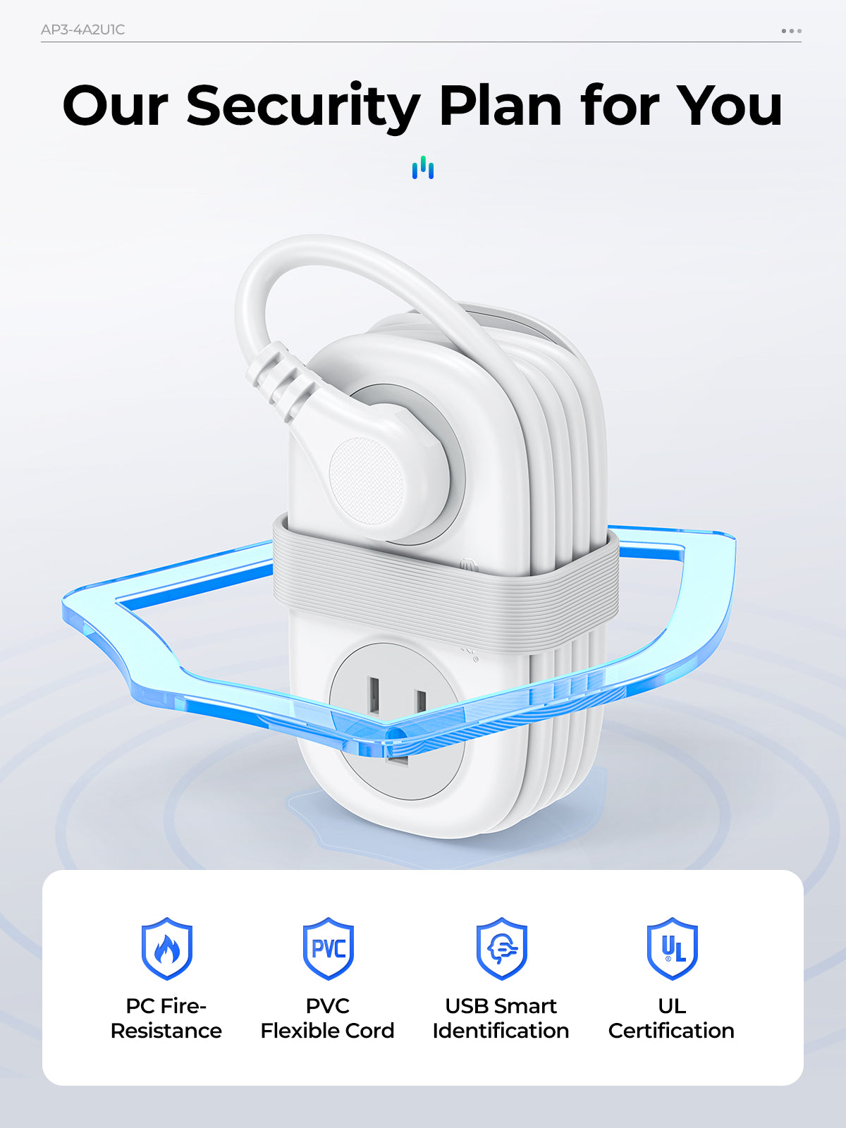 Travel power strip with multiple outlets and USB ports. - Image 2