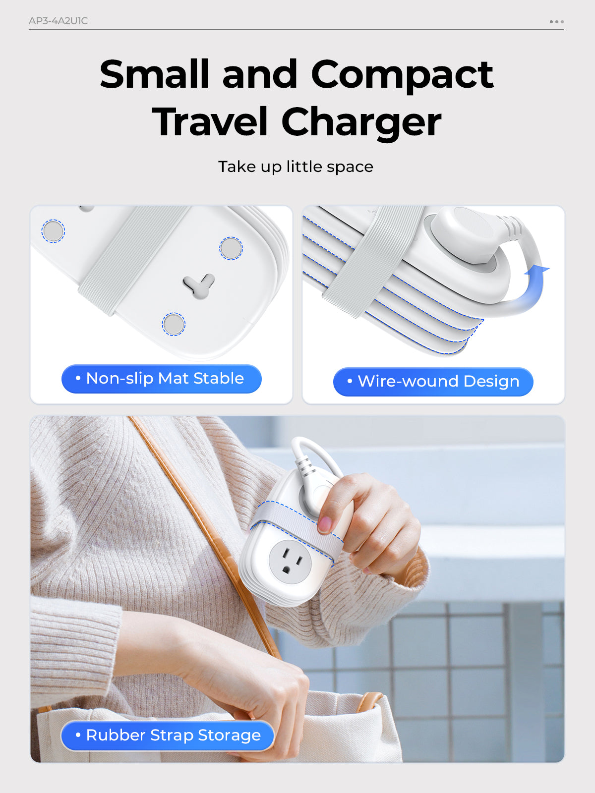 Travel power strip with multiple outlets and USB ports. - Image 8