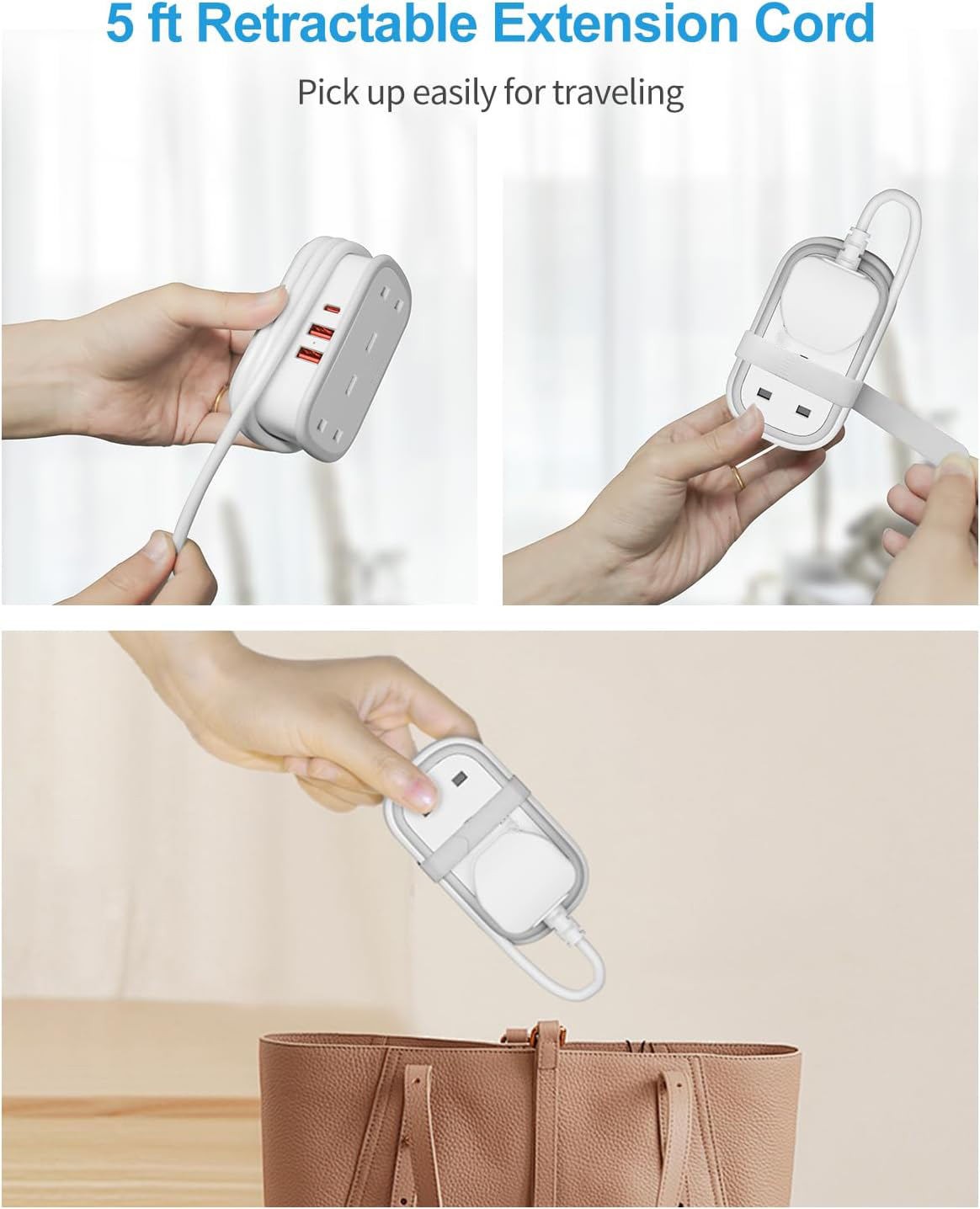 Portable Travel Charging Socket with Retractable USB C Cable - Image 7