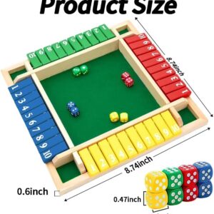 8-Dice Shut Box Game 2-4 Players Wooden Board