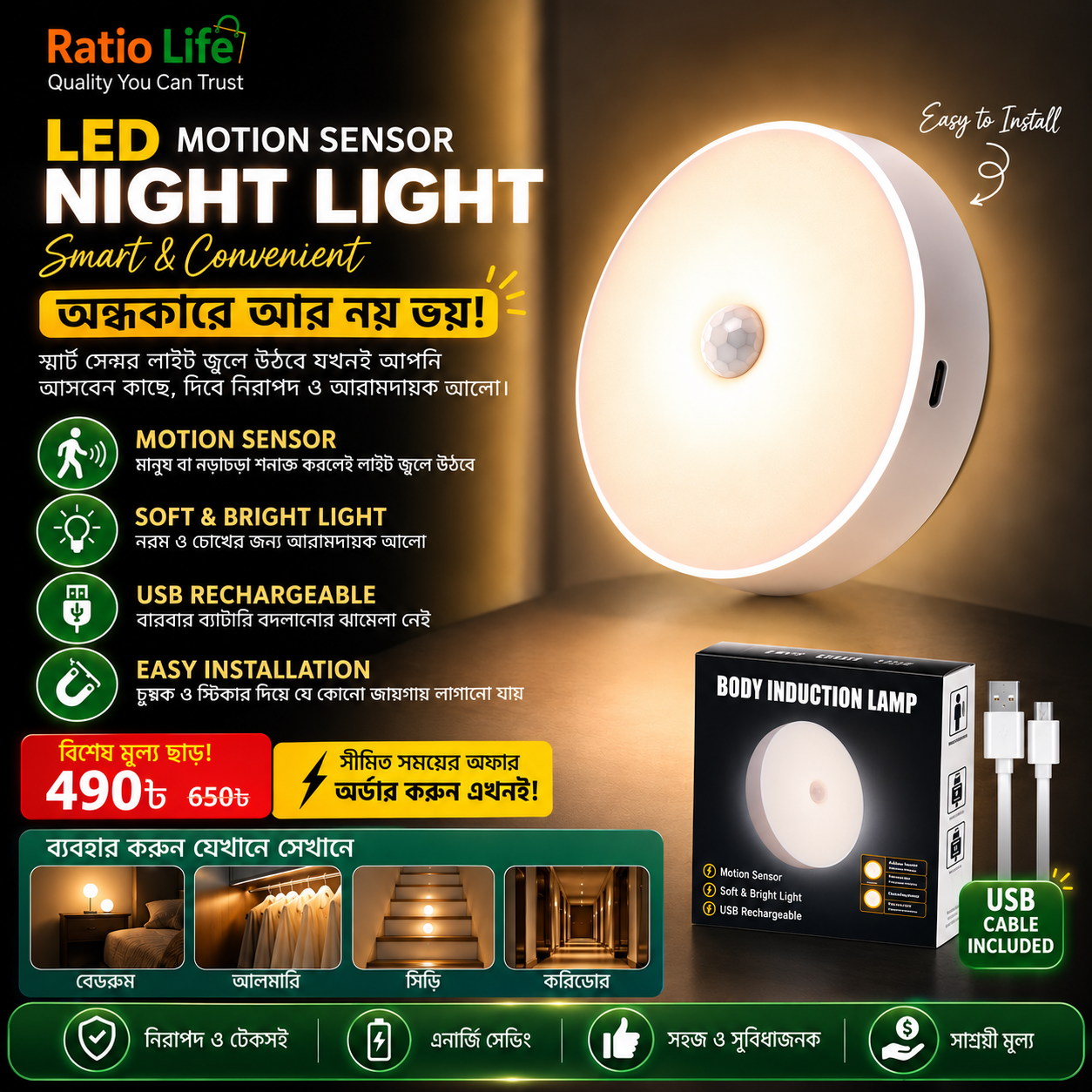 LED Motion Sensor Night Light